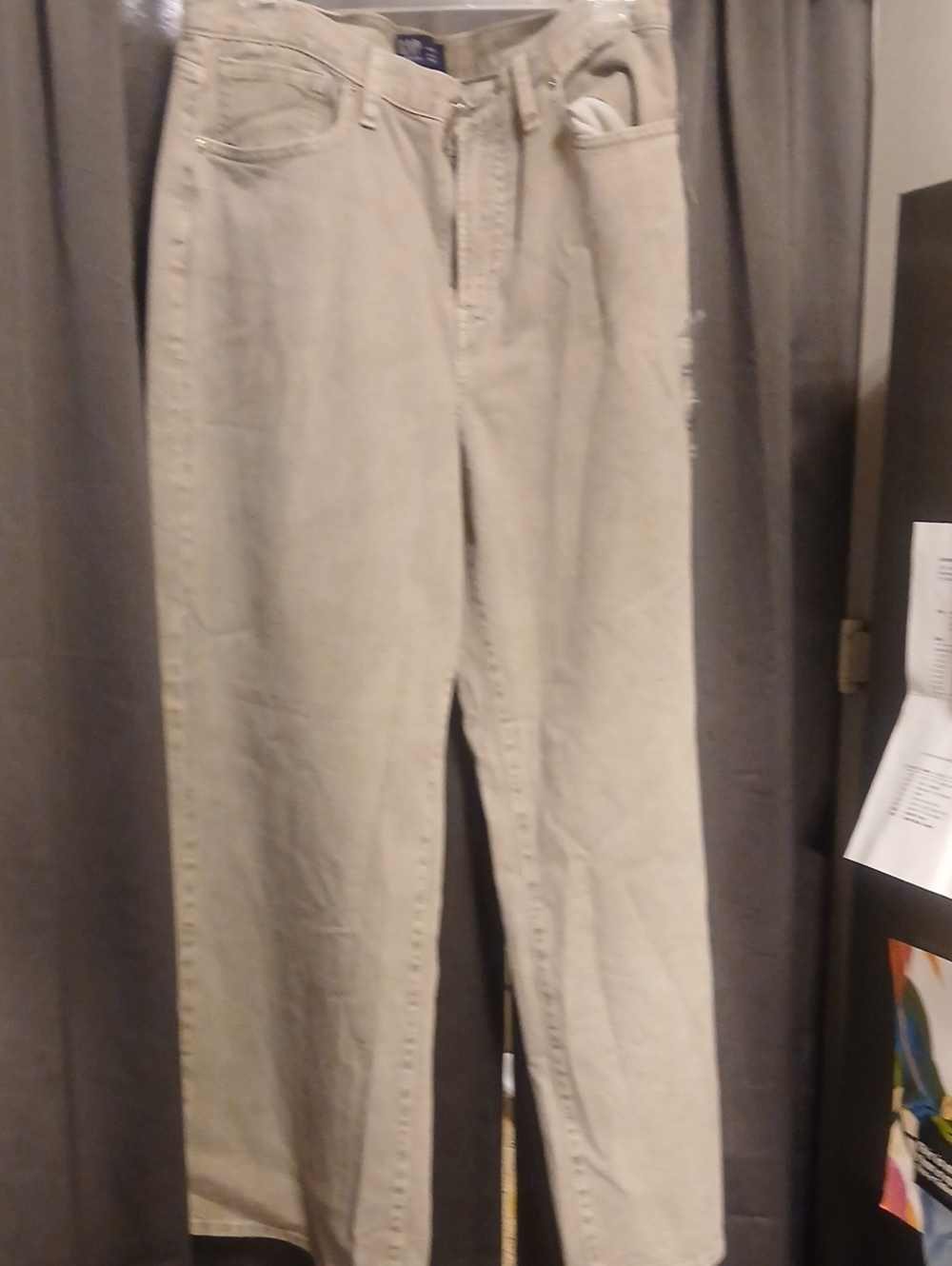 GAP Cream High-Rise Wide-Leg Jeans